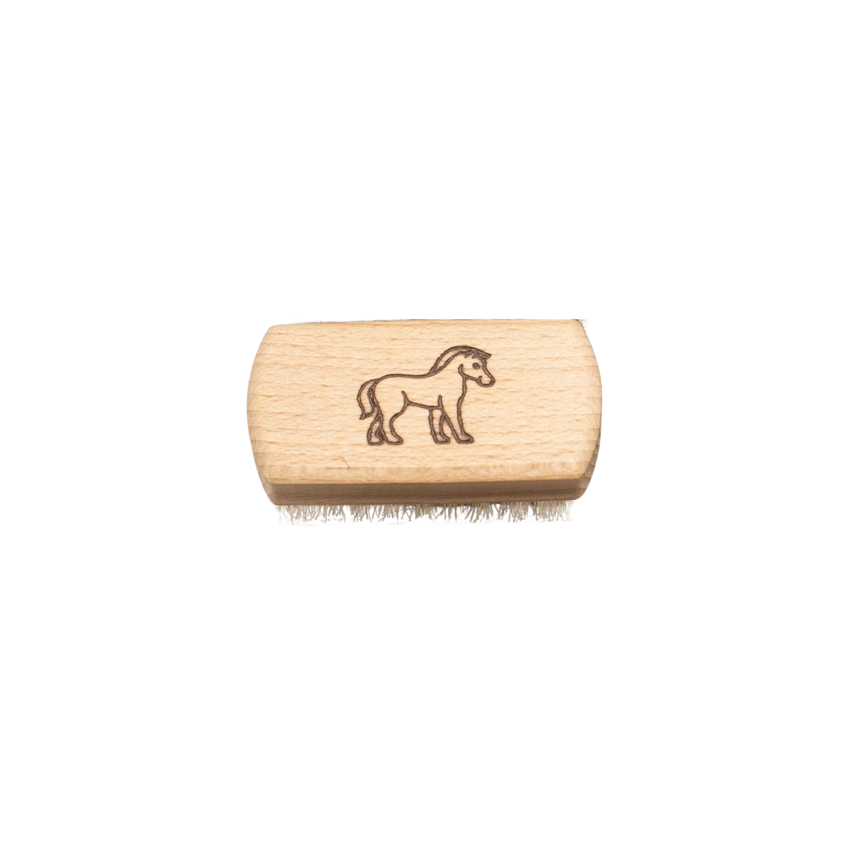 Fathom Kids Nail Brush Pony figure engraved, made of natural bristle, soft on hands, set into beechwood.
