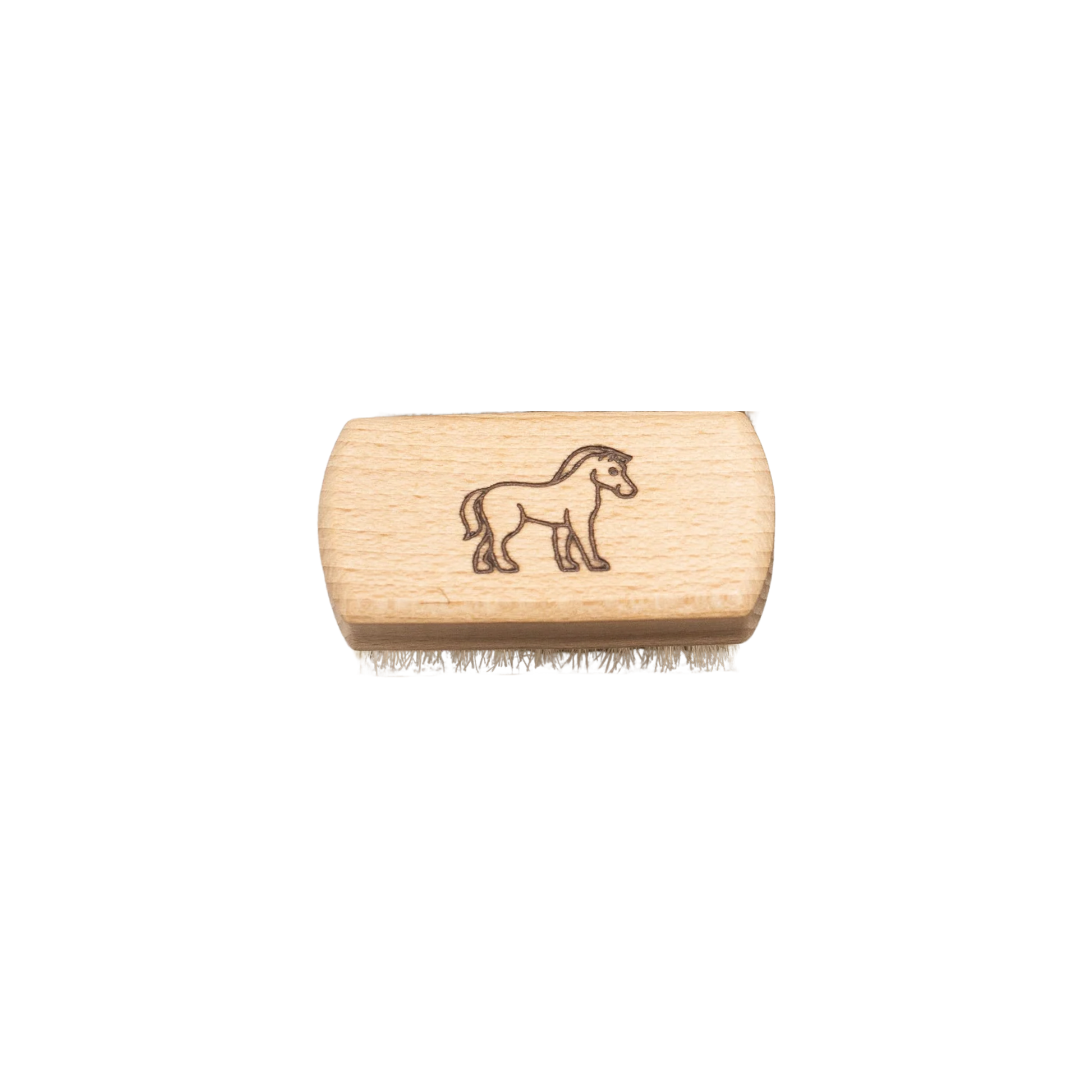 Fathom Kids Nail Brush Pony figure engraved, made of natural bristle, soft on hands, set into beechwood.