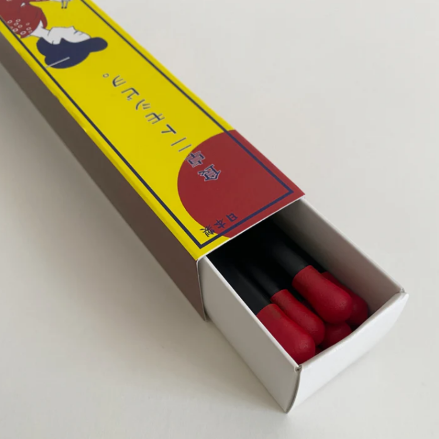 Fathom Matchstick Chopsticks Set of 5 - Red and natural resin chopsticks, 22cm long, lightweight non-slip design, dishwasher safe, in vintage-style box.