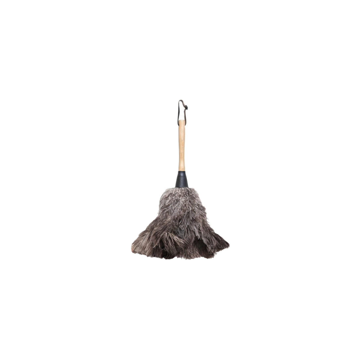 Upside down view of the Fathom Ostrich Feather Duster 35cm Natural soft natural feather duster for careful and gentle dusting.