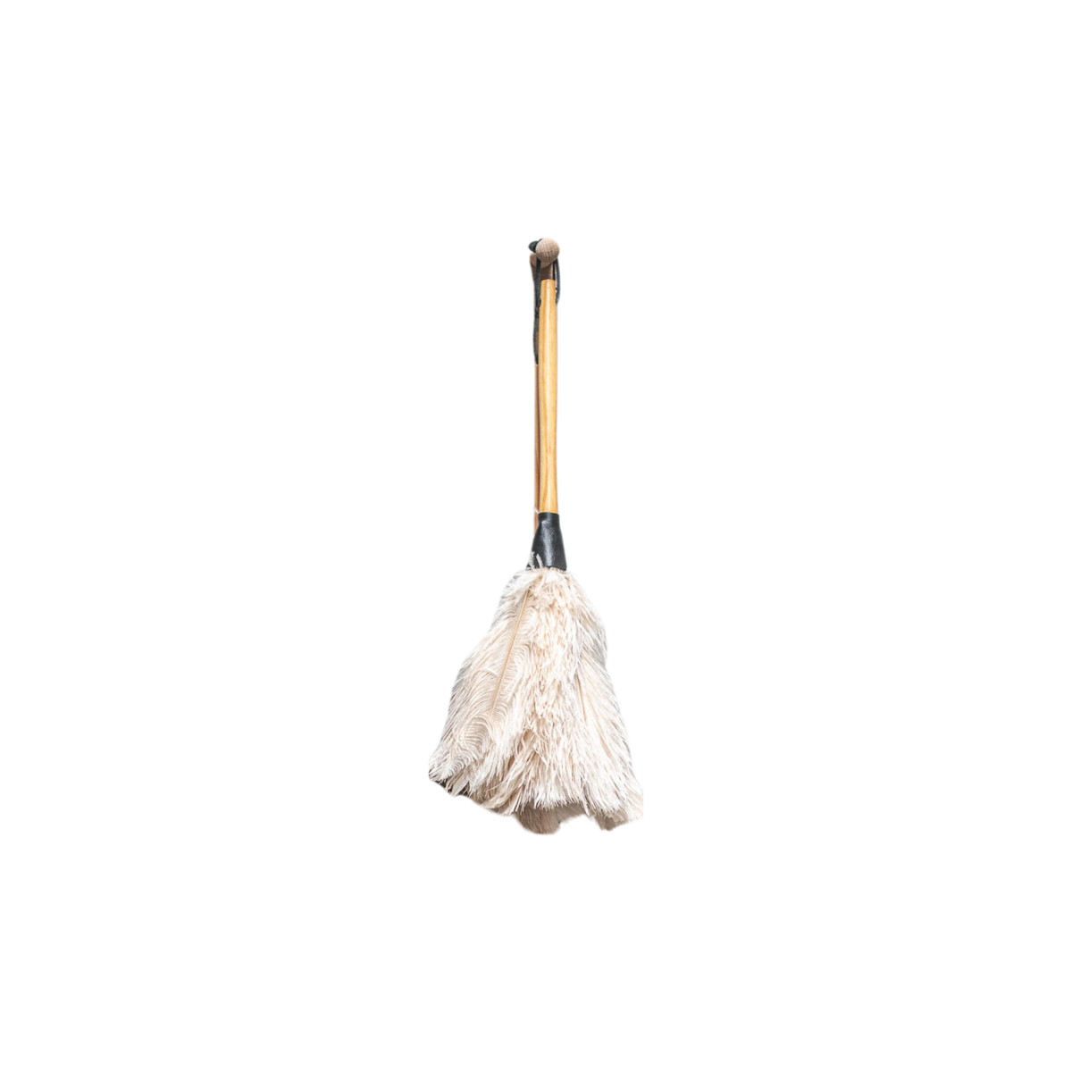 Upside down view of the Fathom Ostrich Feather Duster 50cm Cream soft natural feather duster for careful and gentle dusting.