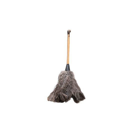 Upside down view of the Fathom Ostrich Feather Duster 50cm Natural soft natural feather duster for careful and gentle dusting.