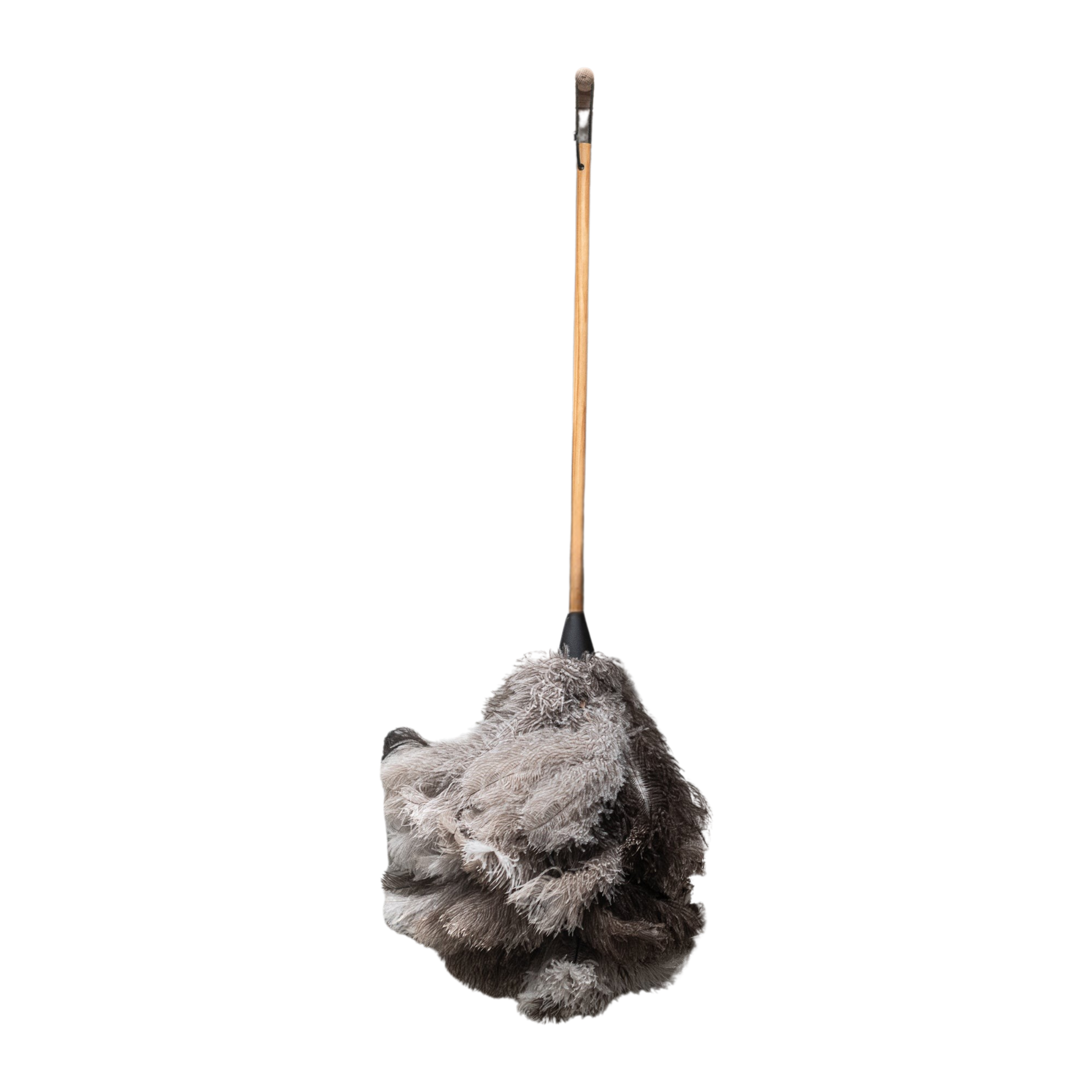 Upside down view of the Fathom Ostrich Feather Duster 90cm Natural soft natural feather duster for careful and gentle dusting.