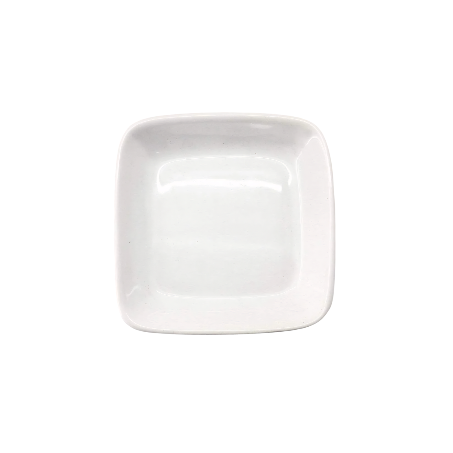 Top view of the Fathom Soap Dish Square Como designed with a modern crisp white patina, a stylish accent to any bathrooms, can also serve for party nibbles or sushi in the kitchen, 14x14x2cm.
