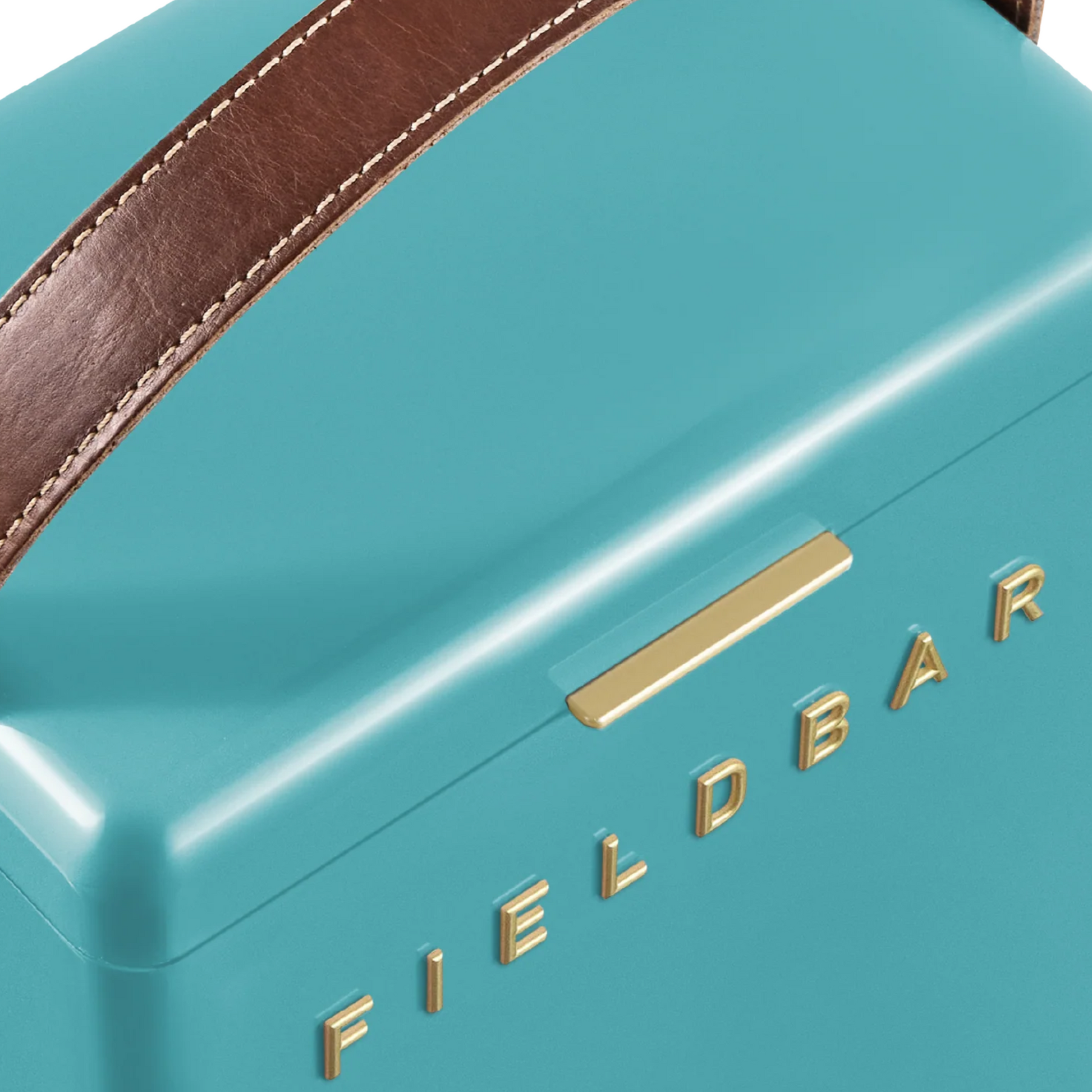 Fieldbar portable hard case drinks cooler close up view showing handle