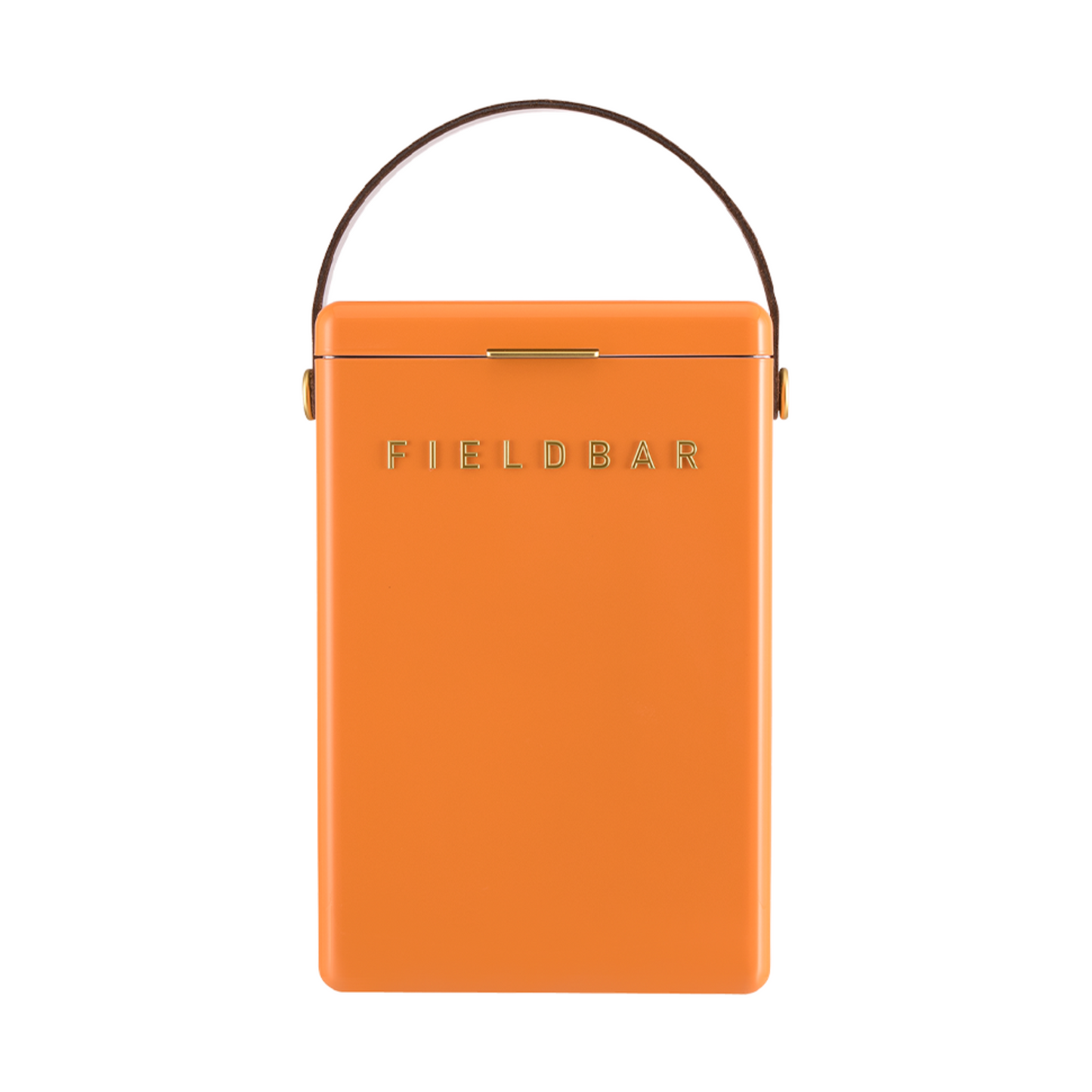 Front view of FIELDBAR Drinks Box MK II hardcase cooler, orchard orange, 10L capacity, durable and comfortable to carry.