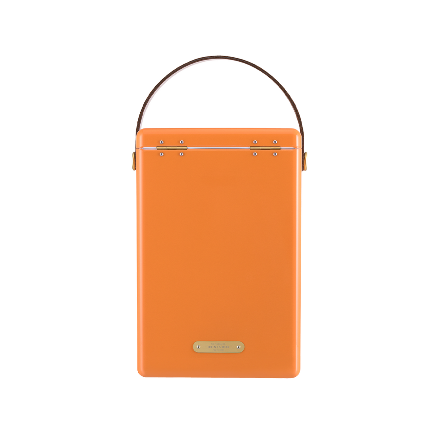 Back view of FIELDBAR Drinks Box MK II hardcase cooler, orchard orange, 10L capacity, durable and comfortable to carry.