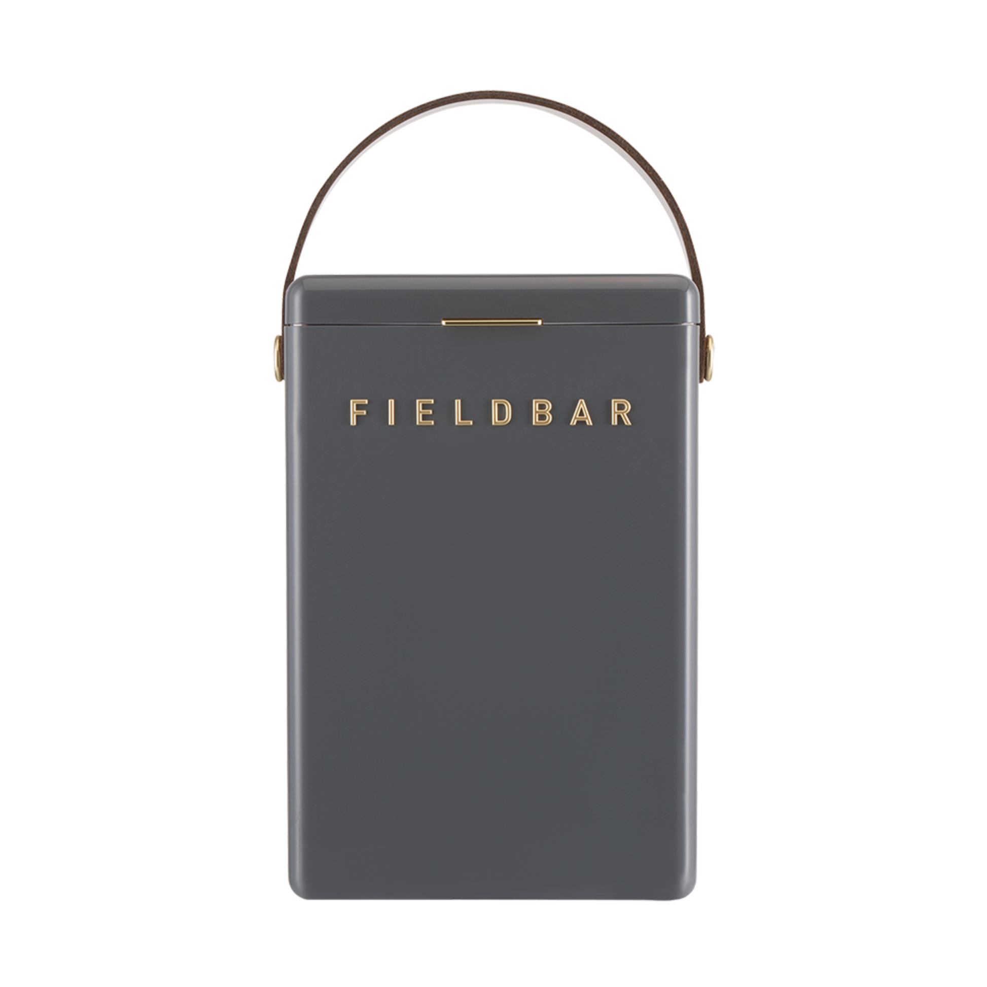 Front view of FIELDBAR Drinks Box MK II hardcase cooler, oyster grey, 10L capacity, durable and comfortable to carry.