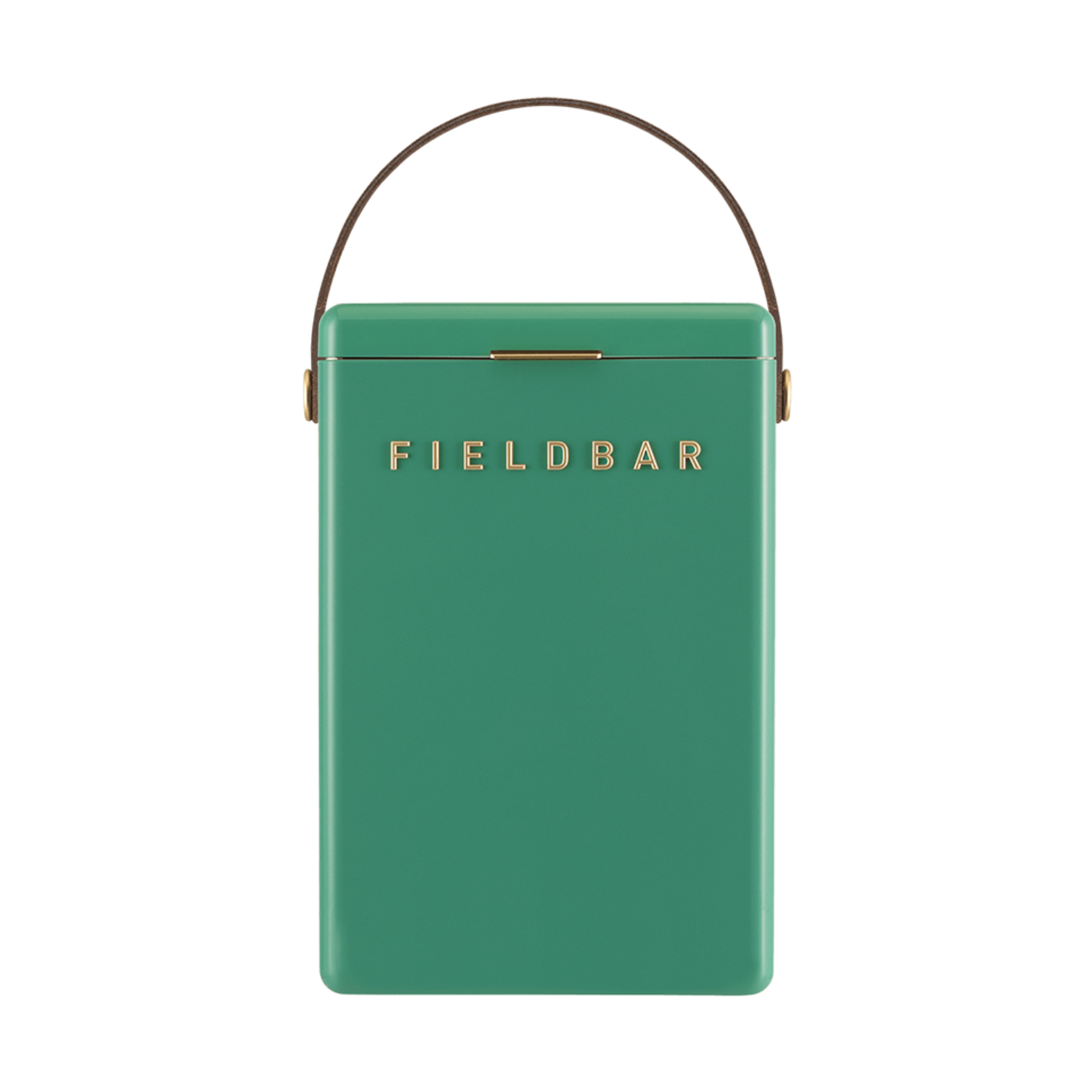 Front view of FIELDBAR Drinks Box MK II hardcase cooler, Parisian green, 10L capacity, durable and comfortable to carry.