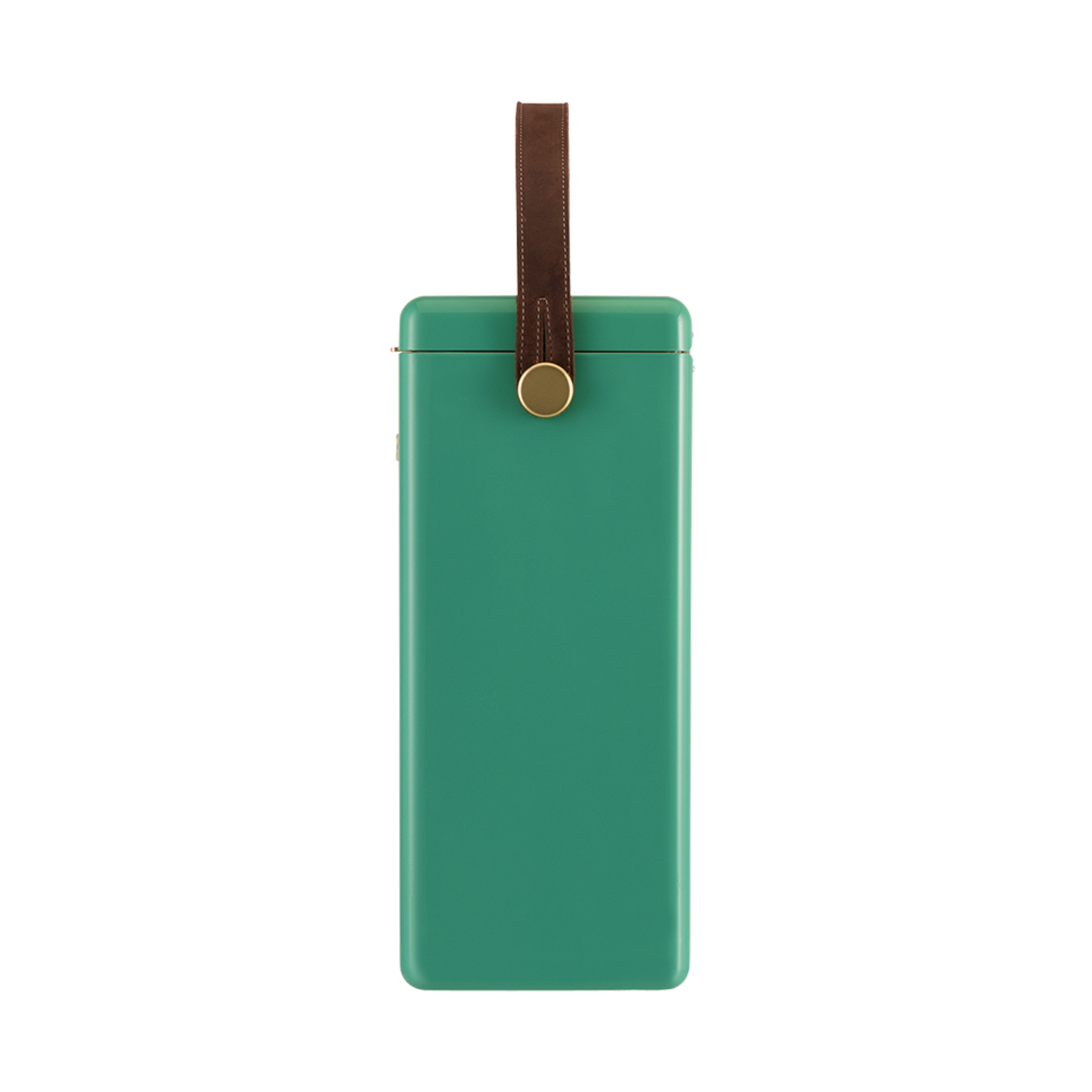 Side view of FIELDBAR Drinks Box MK II hardcase cooler, Parisian green, 10L capacity, durable and comfortable to carry.