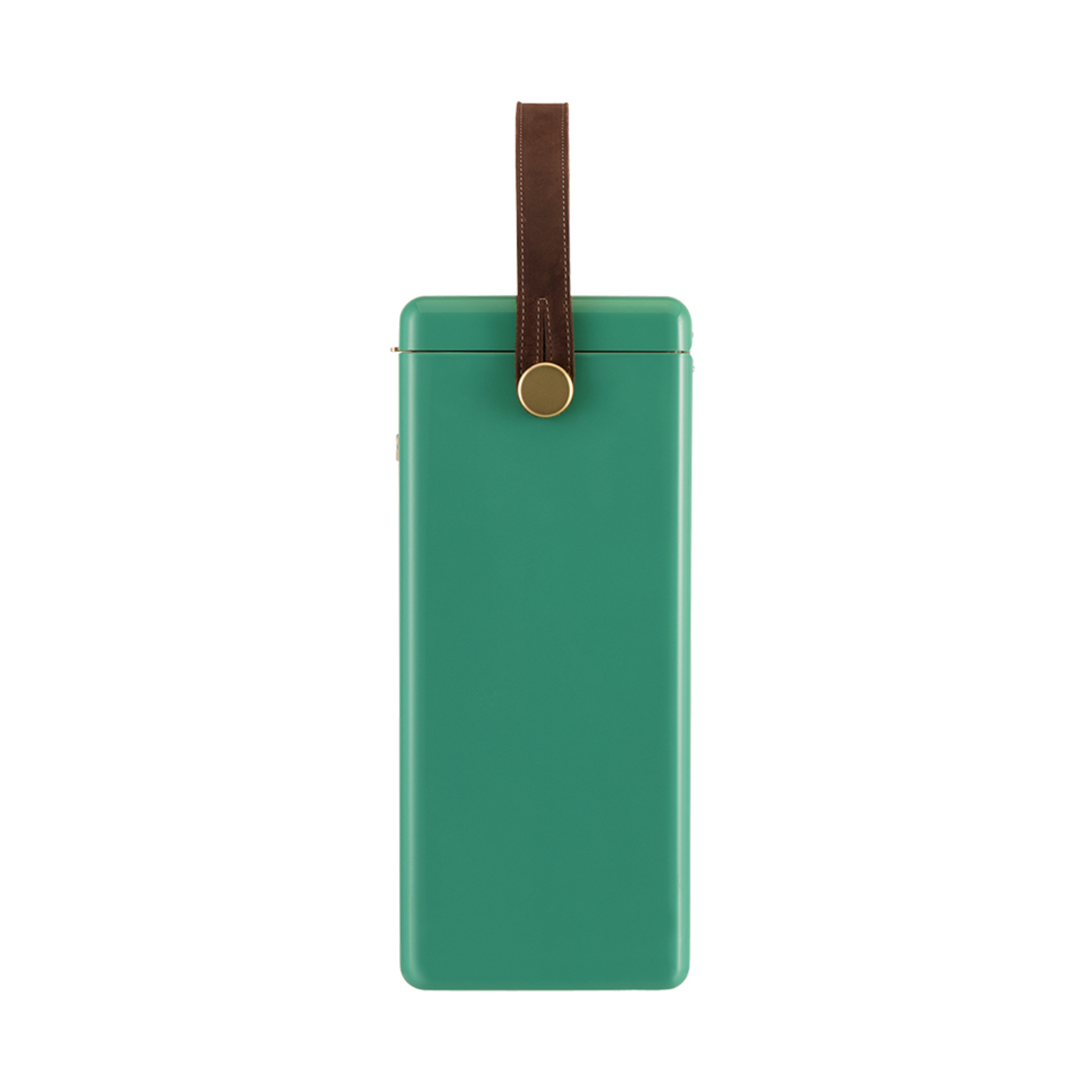 Side view of FIELDBAR Drinks Box MK II hardcase cooler, Parisian green, 10L capacity, durable and comfortable to carry.
