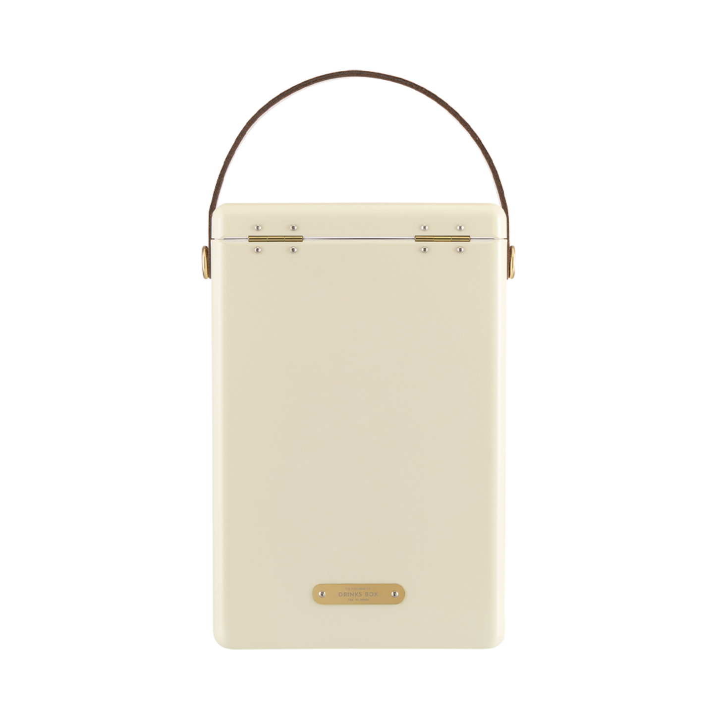 Back view of FIELDBAR Drinks Box MK II hardcase cooler, Safari white, 10L capacity, durable and comfortable to carry.
