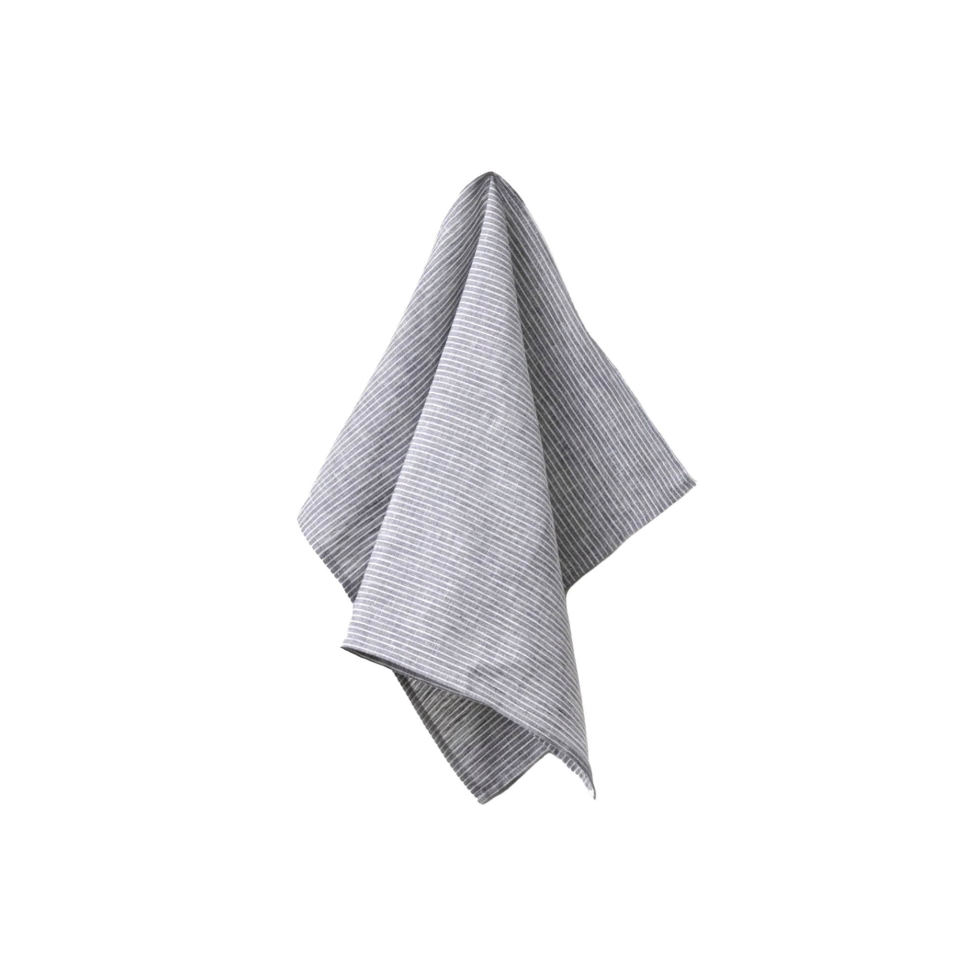 Fog Linen cloth tea towel grey and white striped hanging 