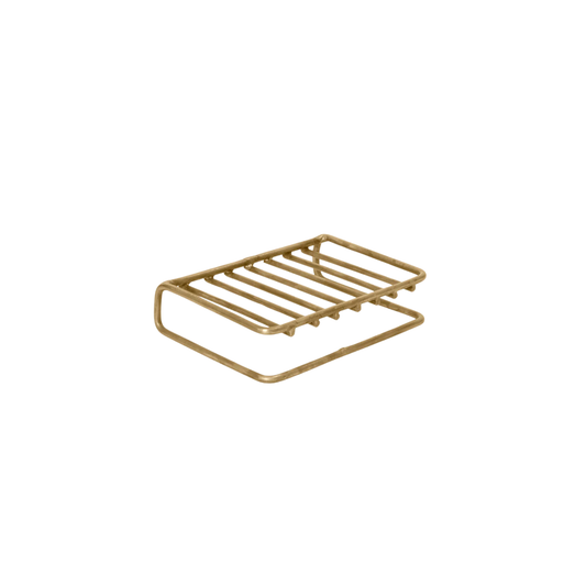 Fog Linen brass soap stand front angled view