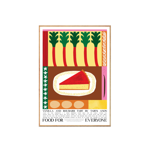Food For Everyone Vanilla and Rhubarb Tart artwork A2 front view in frame