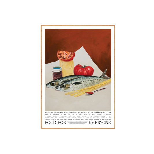 Food For Everyone Ragazzi's Mafaldine with Mackerel and Chilli artwork A2 in frame