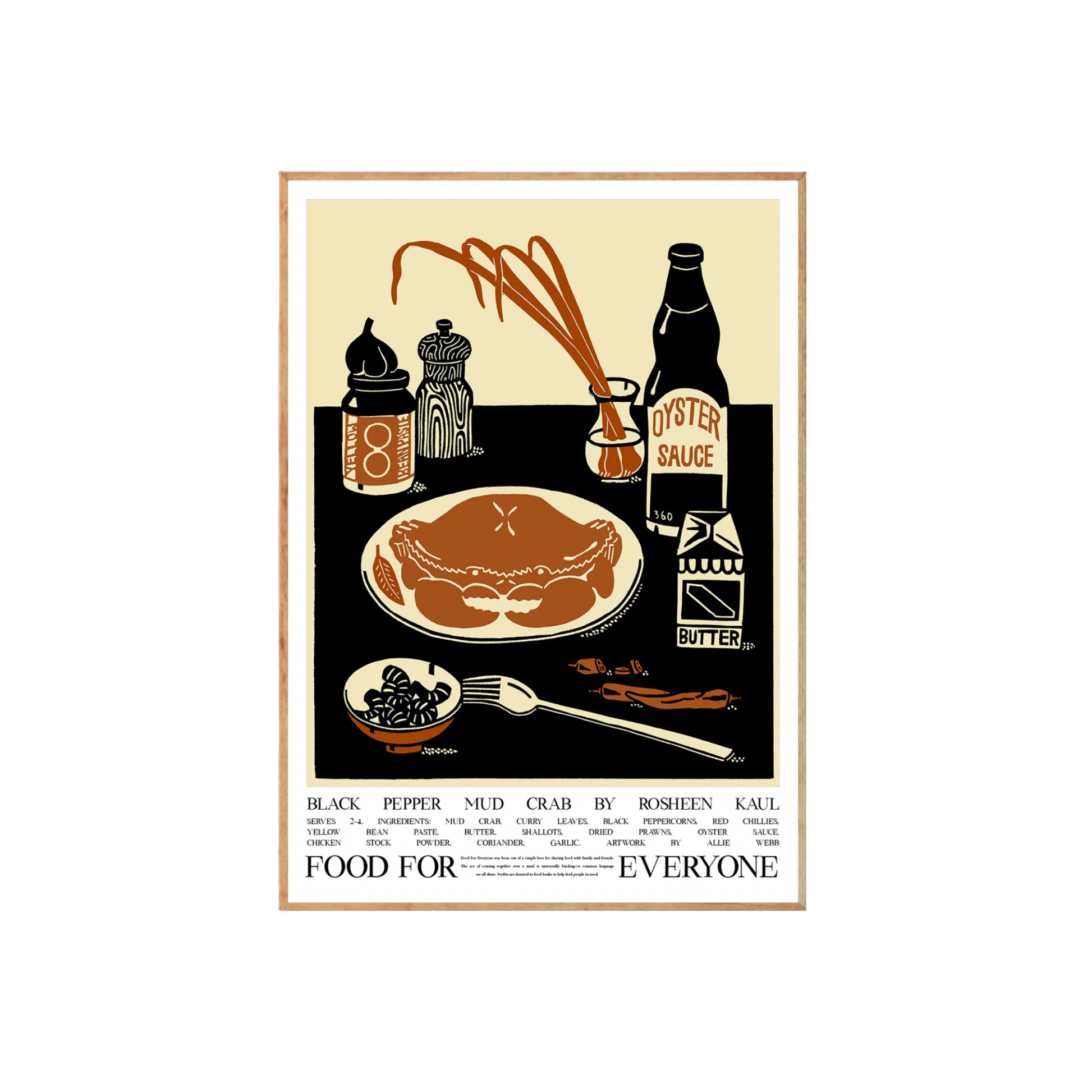 Food For Everyone Black Pepper Mud Crab artwork A2 front view in frame
