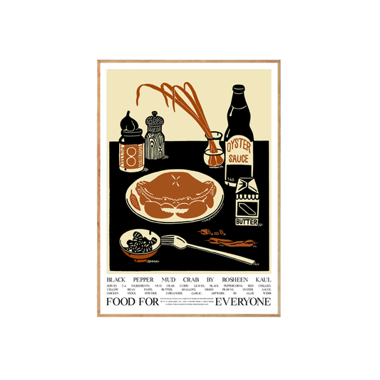Food For Everyone Black Pepper Mud Crab artwork A2 front view in frame
