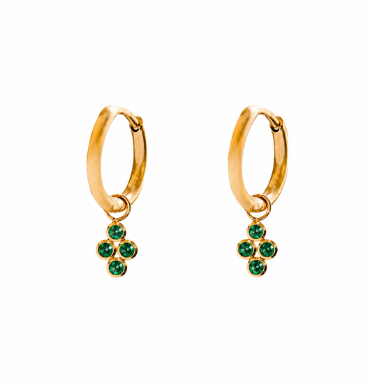 Earrings Bendis Green Zirconium Oxide