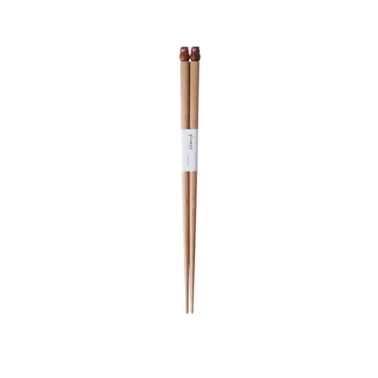 Front view of Grapport Plumpy Wood Chopsticks Bear which is handmade in Japan inspired by place of origin, 22.5cm.