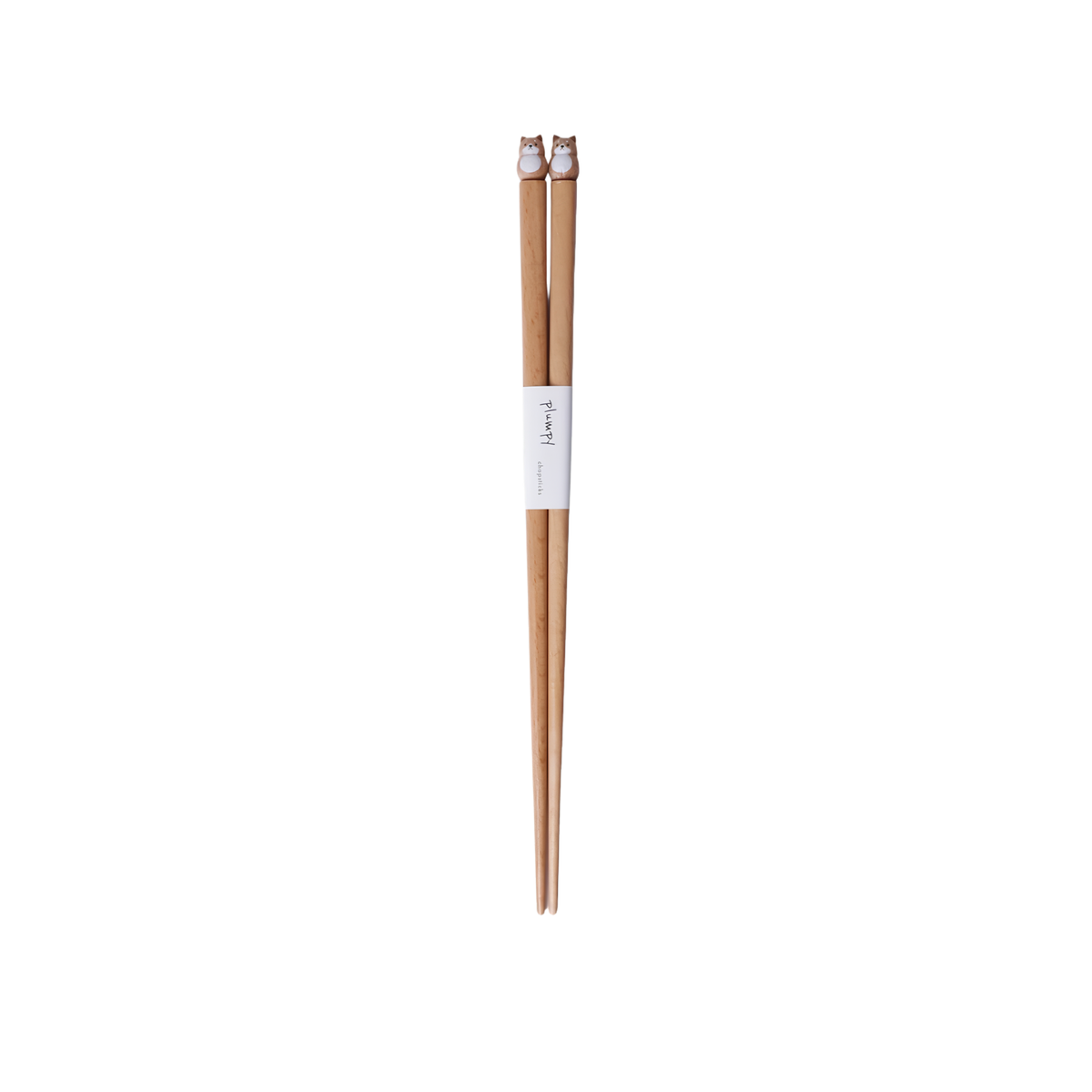 Front view of Grapport Plumpy Wood Chopsticks Dog which is handmade in Japan inspired by place of origin, 22.5cm.