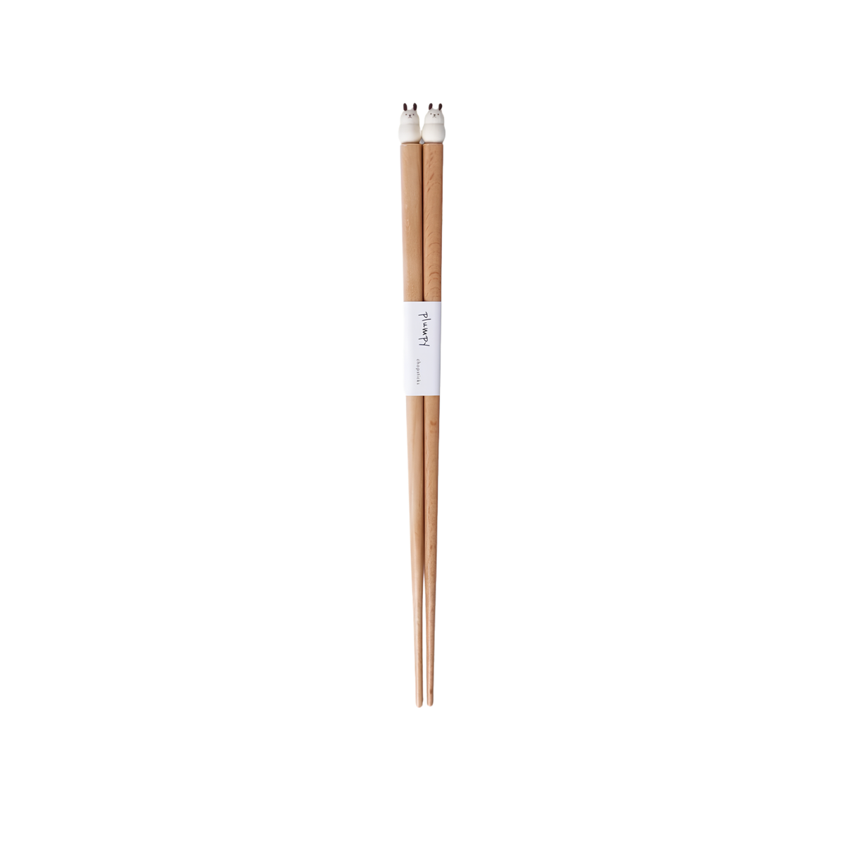 Front view of Grapport Plumpy Wood Chopsticks Rabbit which is handmade in Japan inspired by place of origin, 22.5cm.