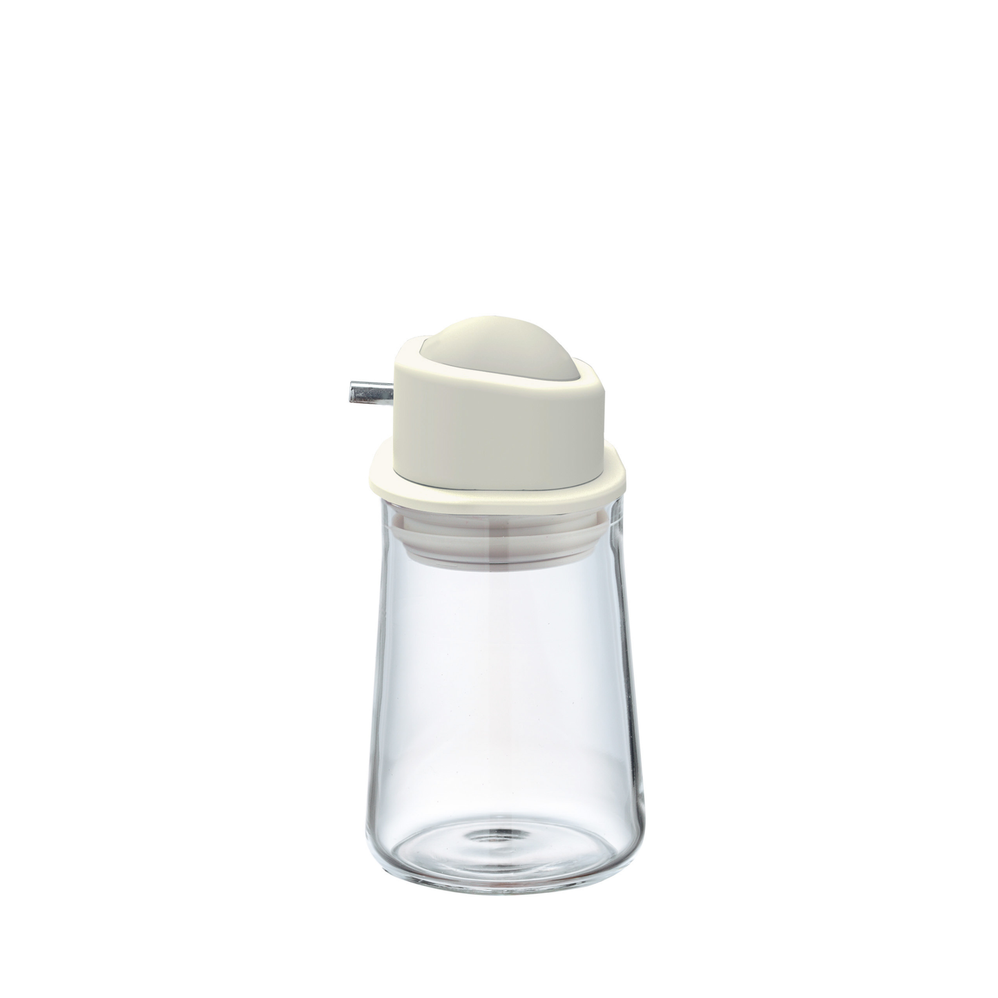 Pale grey HARIO Soy Sauce Bottle -One Push-, refillable 80mL heatproof glass dispenser with stainless steel spout and silicone-sealed lid for easy, spill-free pouring.