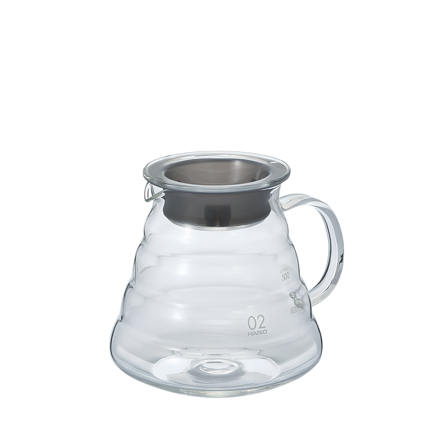 HARIO beehive glass server clear heatproof borosilicate glass with silicone rubber seal, microwave safe with or without lid, 600ml capacity.