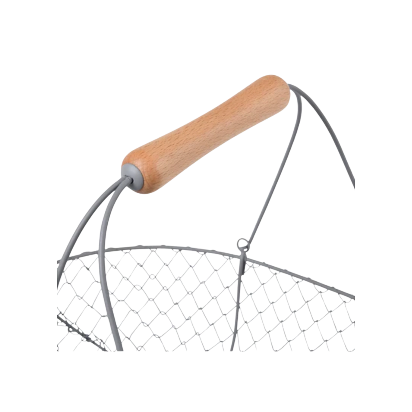 Close up of Burgon & Ball wire grey harvesting basket handle