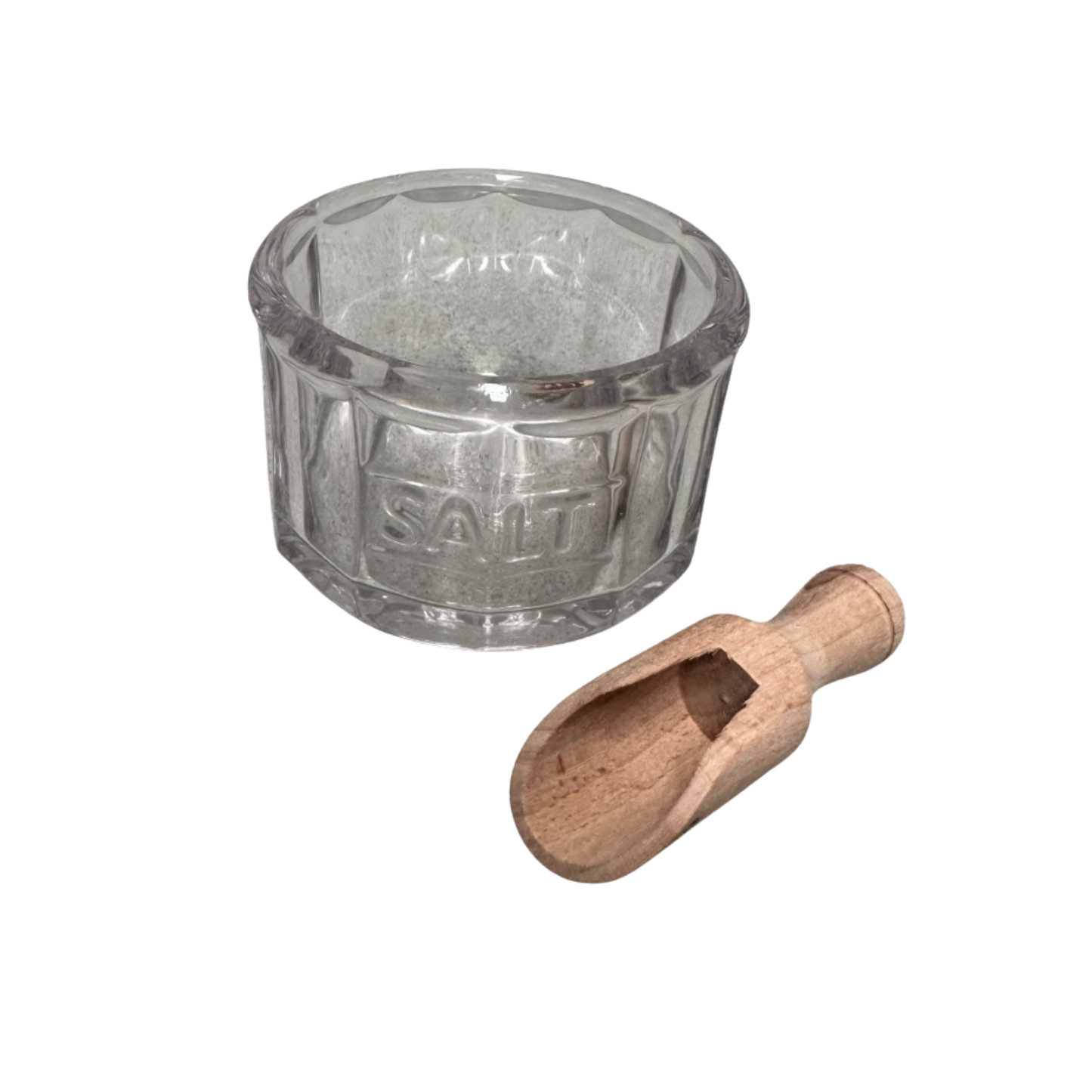 Heaven in Earth Glass Salt Pot & Wooden Scoop
