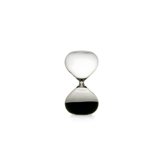 Hightide medium hourglass with clear glass and coloured sand, a 5-minute handmade sand timer ideal for productivity, cooking, meditation, or desk décor. Stylish Japanese-designed hourglass for everyday timing needs.