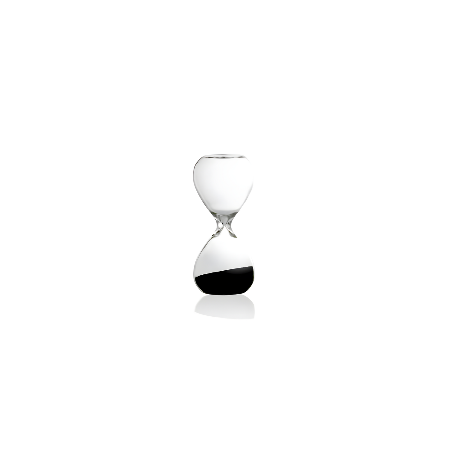 Hightide small hourglass timer with clear glass and coloured sand, crafted in glass for a 3-minute countdown. A minimalist decorative timekeeper for desks, kitchens, and study spaces; perfect for short tasks, mindfulness breaks, or brewing tea.