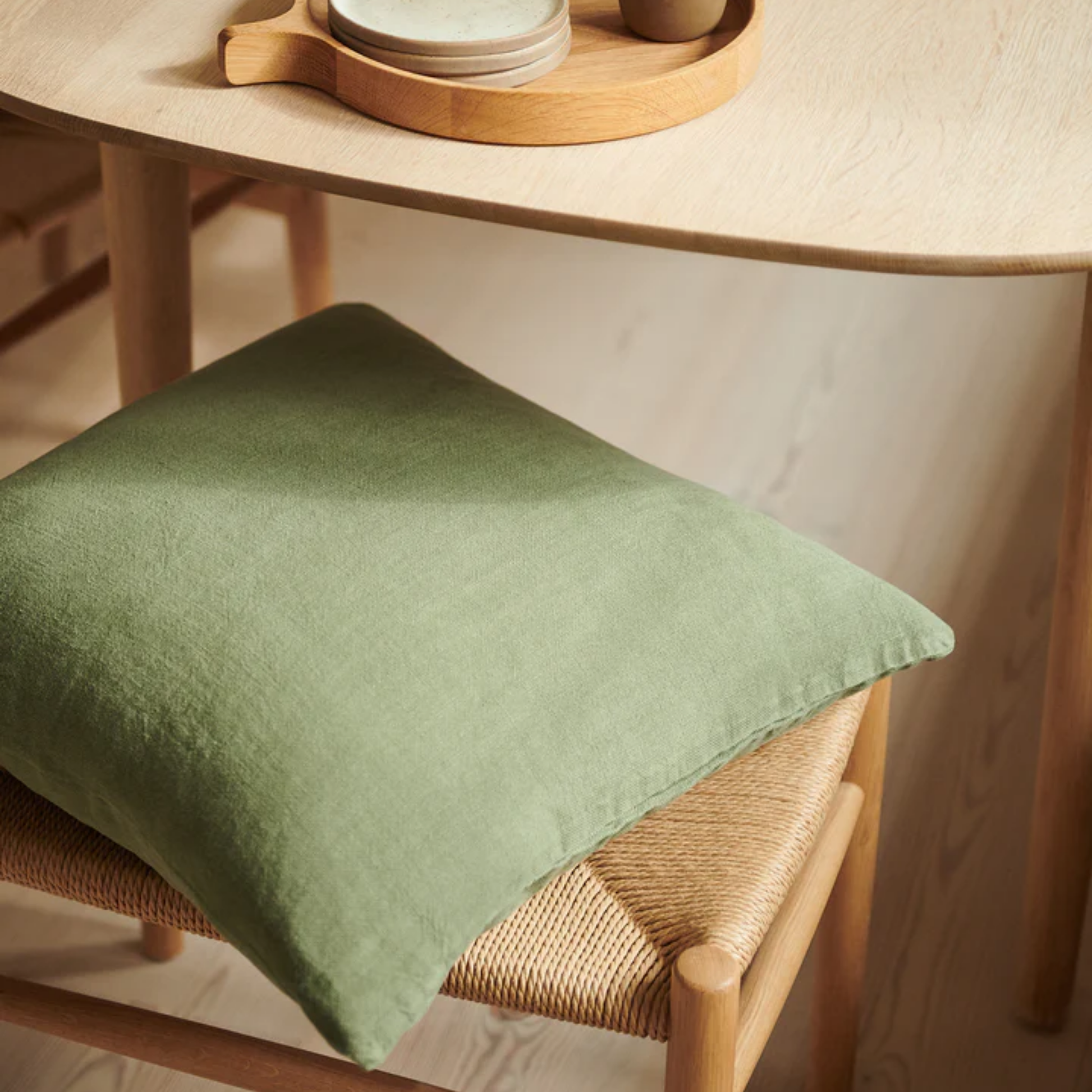 Hommey linen cushion moss on dining room chair