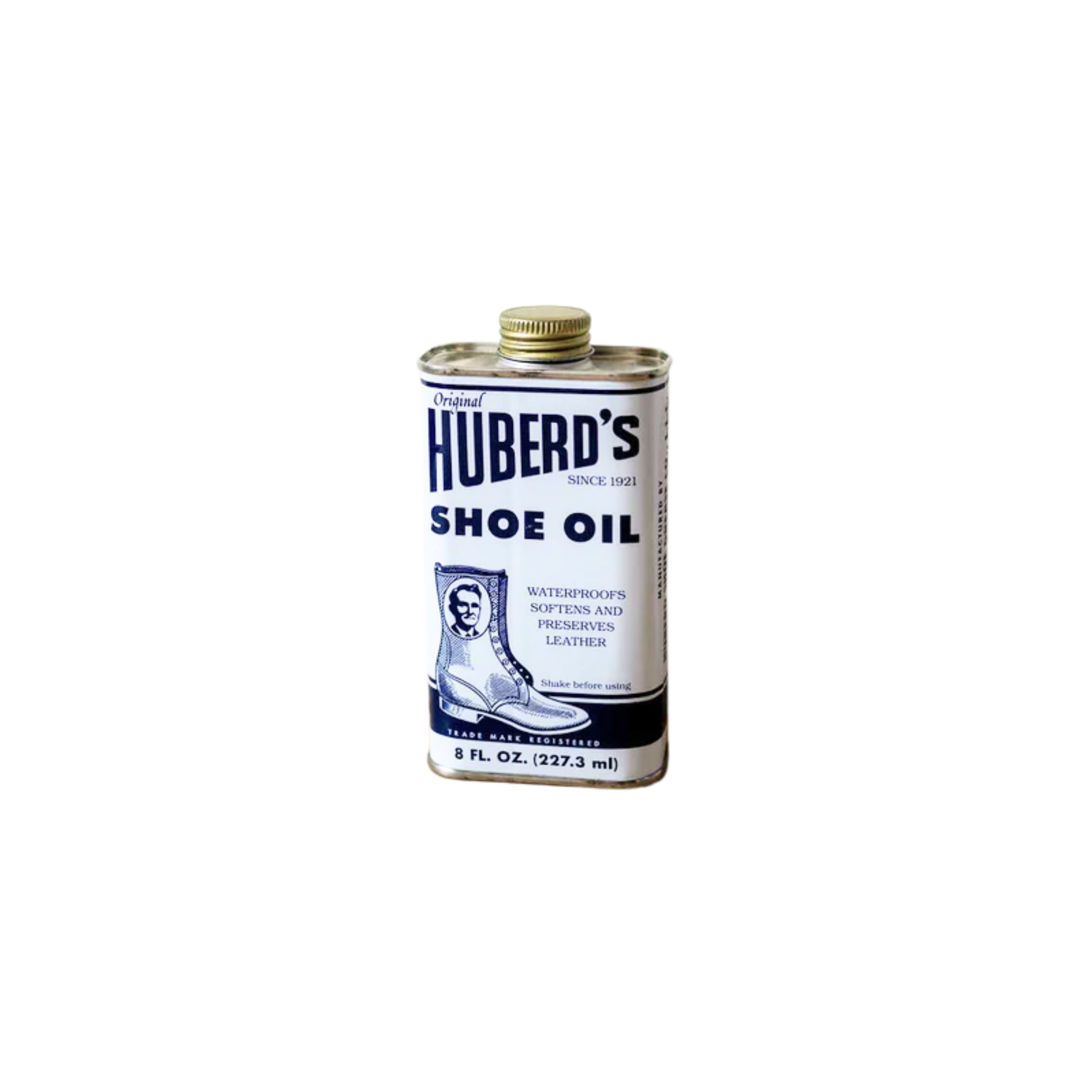 Huberds shoe oil can front view 