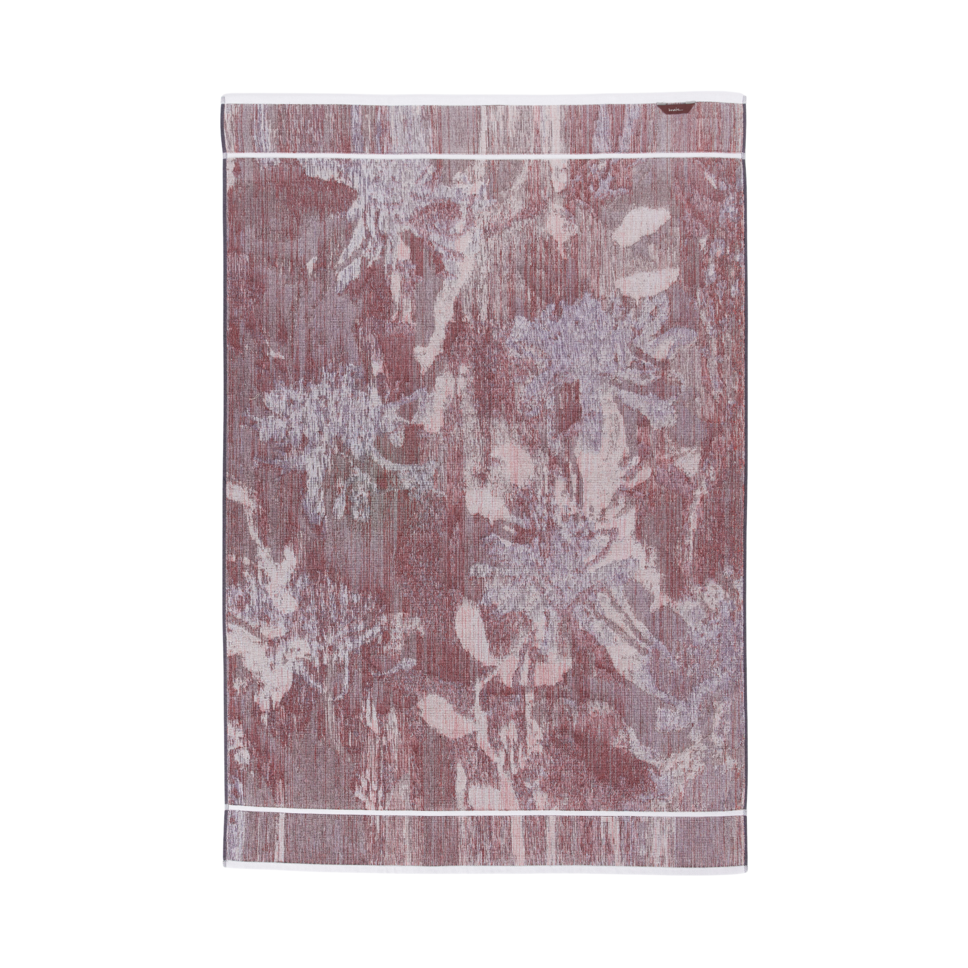 Back view of the Innate Ilford bath sheet 100 x 150 cm, luxury oversized absorbent terry cotton bath sheet in multi-coloured Waratah jacquard design, thick and dense with intricate organic patterns, made from 100% OEKO-TEX certified cotton and responsibly woven in Portugal.