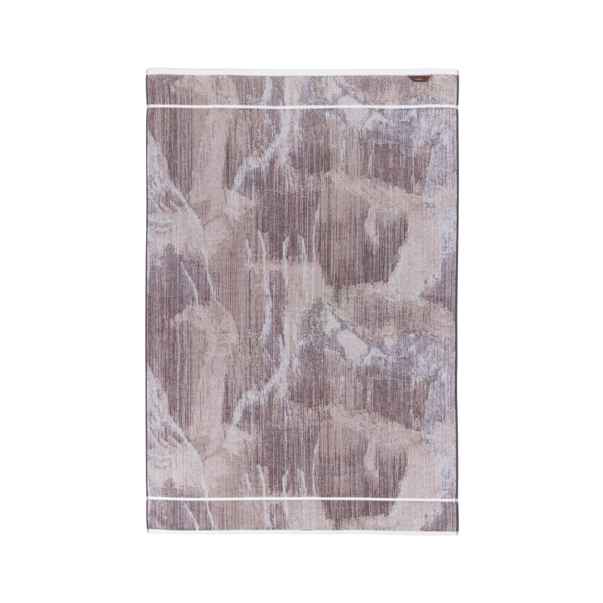 Back view of the Innate NT Morning Bath Sheet 100cm x 150cm bath sheet in warm earthy tones inspired by Australia's Top End landscape, made from 100% OEKO-TEX® certified cotton, featuring an absorbent six-colour jacquard weave with rich texture and weight, responsibly woven in Portugal for everyday premium use.