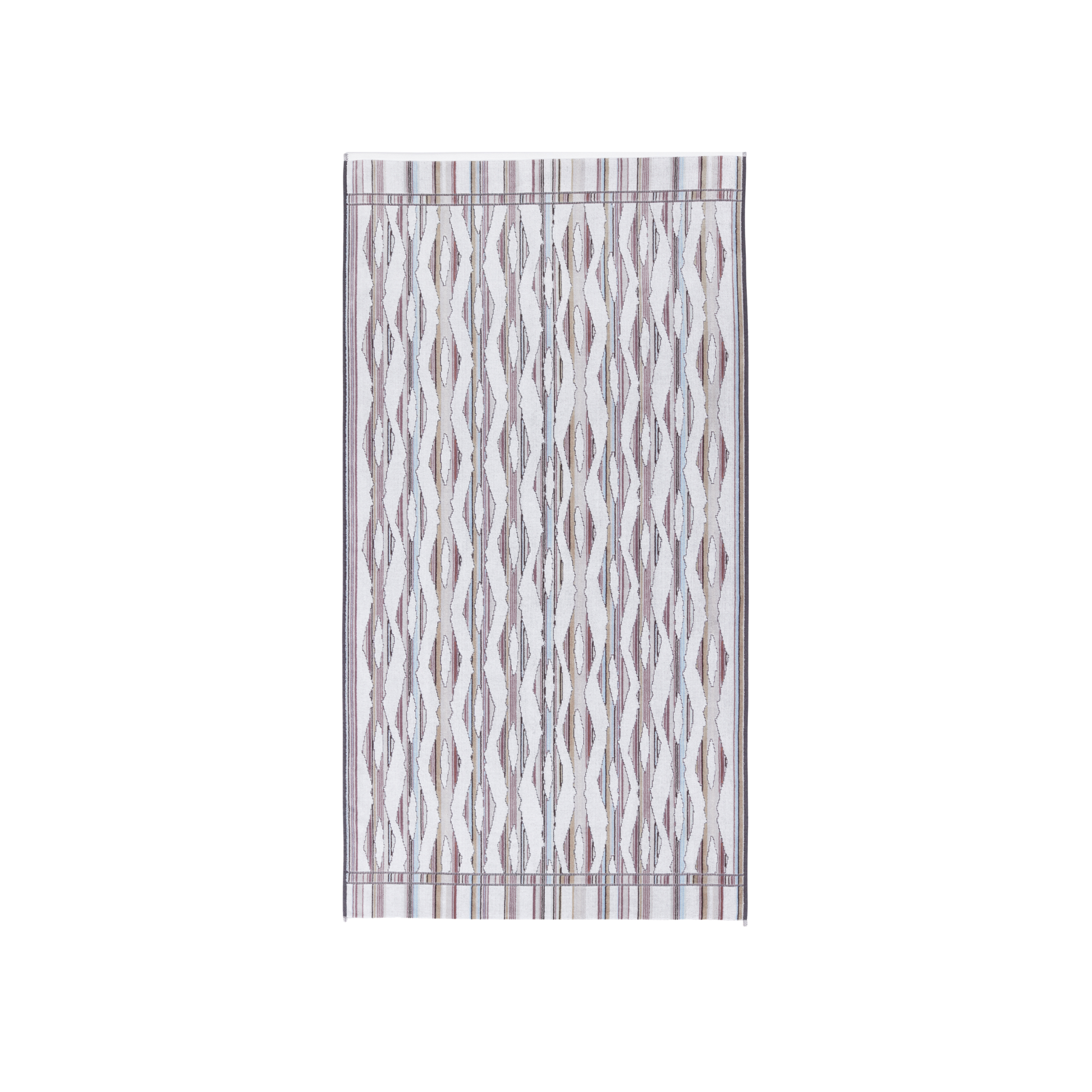 Front view of the Innate Ripple Light Bath Towel 70cm x 140cm - Misty Grey and White - 100% OEKO-TEX® Certified Cotton - Absorbent velour and terry bath towel with soft ripple breeze pattern, responsibly woven in Portugal for everyday use.
