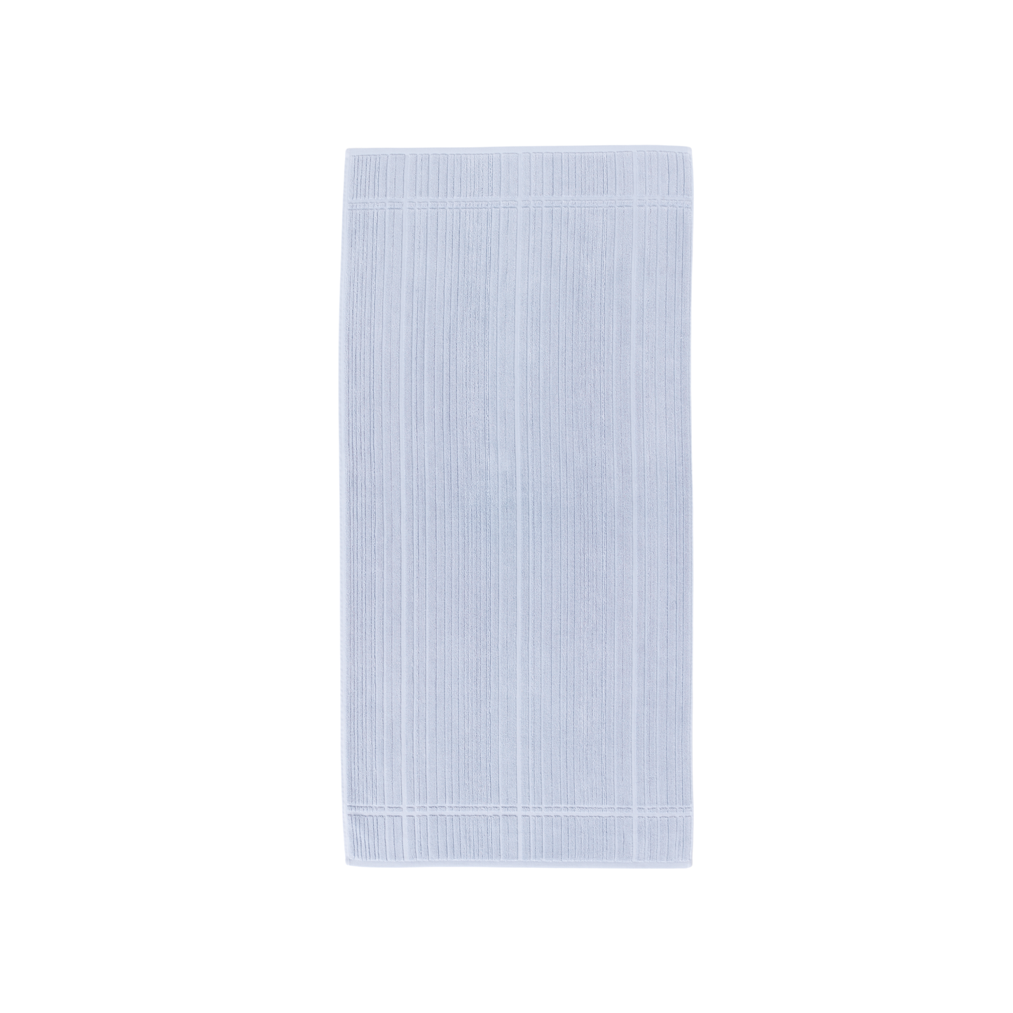 Front view of Innate Shale River bath towel 70 x 140 cm, luxury absorbent terry cotton bath towel in shale grey tones with textured striped design, made from 100% OEKO-TEX certified cotton and woven in Portugal.