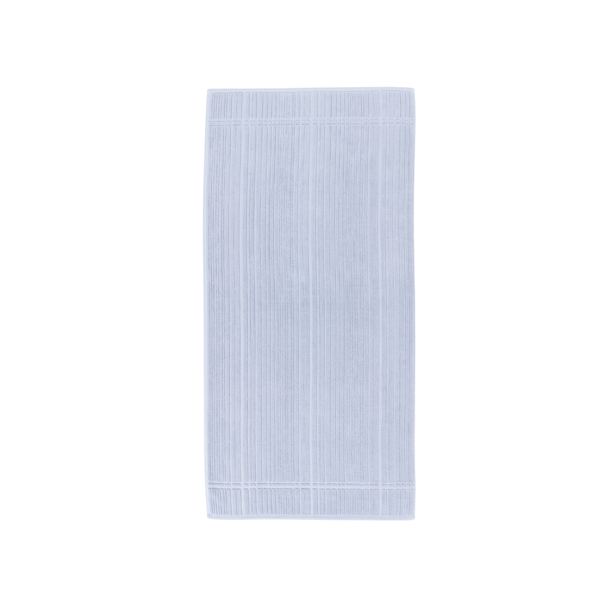 Front view of Innate Shale River bath towel 70 x 140 cm, luxury absorbent terry cotton bath towel in shale grey tones with textured striped design, made from 100% OEKO-TEX certified cotton and woven in Portugal.