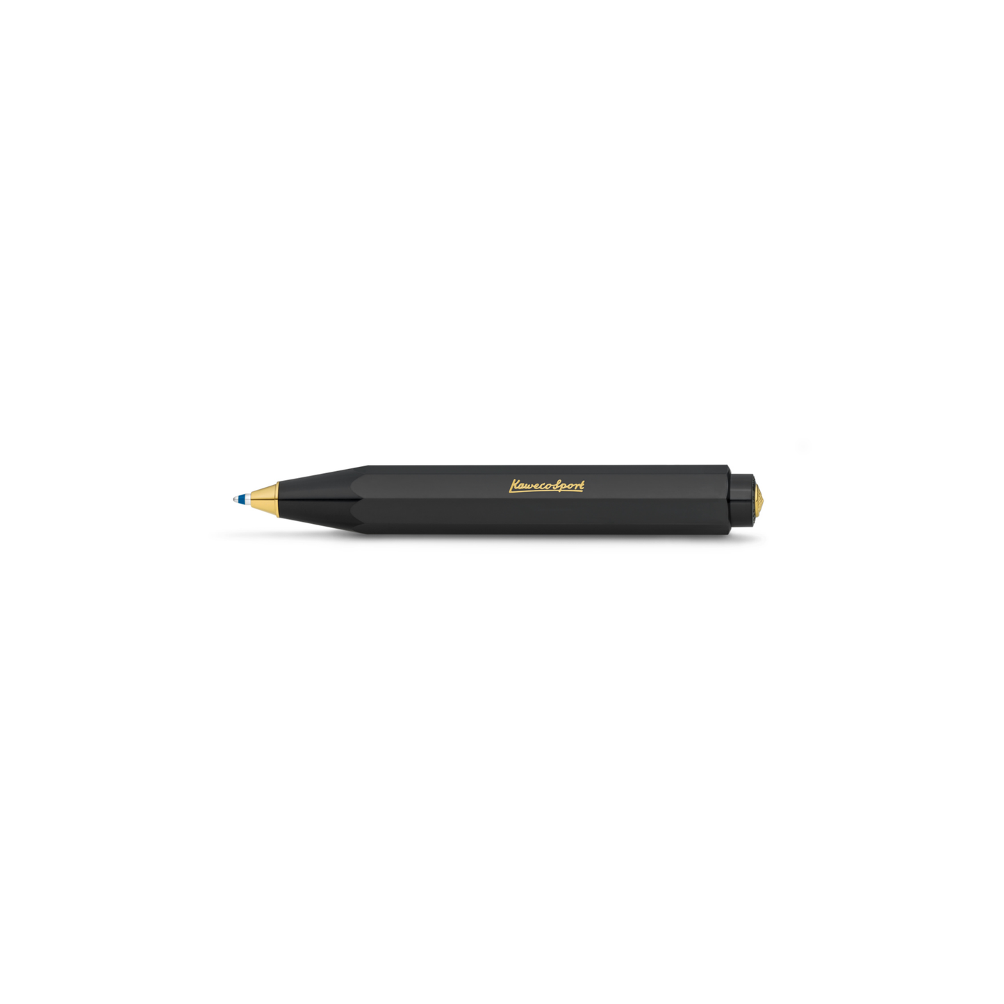Kaweco Classic Black Pocket Ballpoint Pen - 10.5 cm lightweight plastic pen in timeless black with blue D1 refill; compact vintage-inspired design pairs with matching clips for elegant everyday writing.