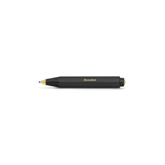 Kaweco Classic Black Pocket Ballpoint Pen - 10.5 cm lightweight plastic pen in timeless black with blue D1 refill; compact vintage-inspired design pairs with matching clips for elegant everyday writing.