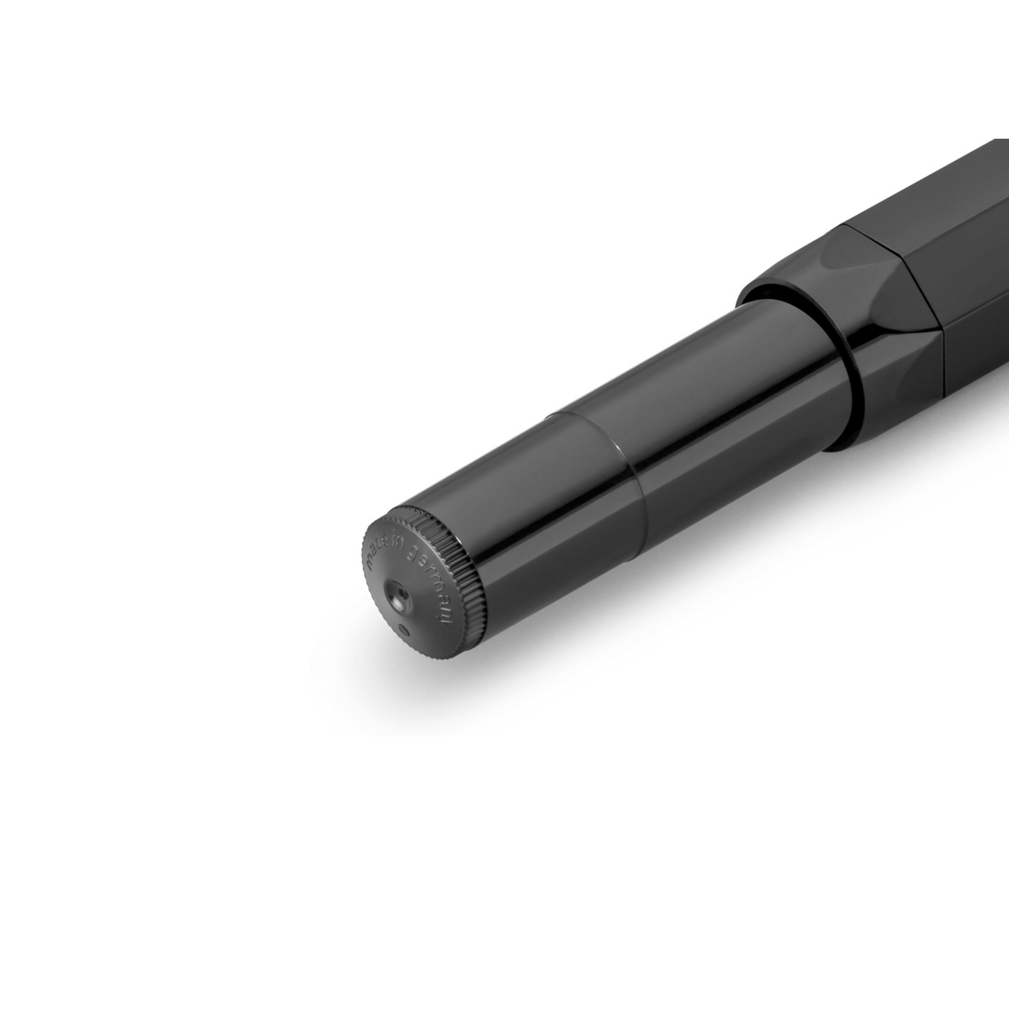 Closed with the cap of Kaweco Classic Sport Black Rollerball Pen - 10.5 cm high-quality plastic pen with ceramic ball tip, smooth black G2 refill, compact vintage design for effortless everyday writing.