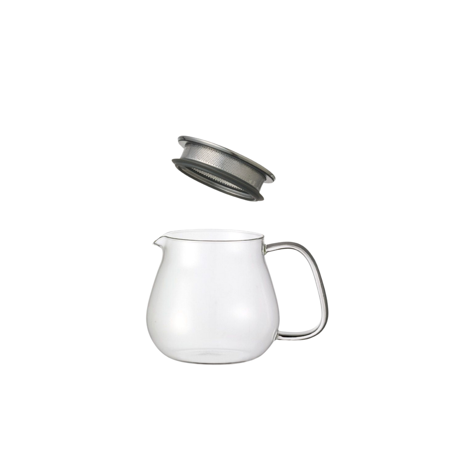 Stylish Kinto glass and stainless steel Unitea One Touch Teapot 460ml with lid/filter off