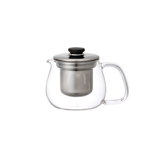 Stylish glass Kinto Unitea Teapot 500ml with stainless steel strainer and lid 