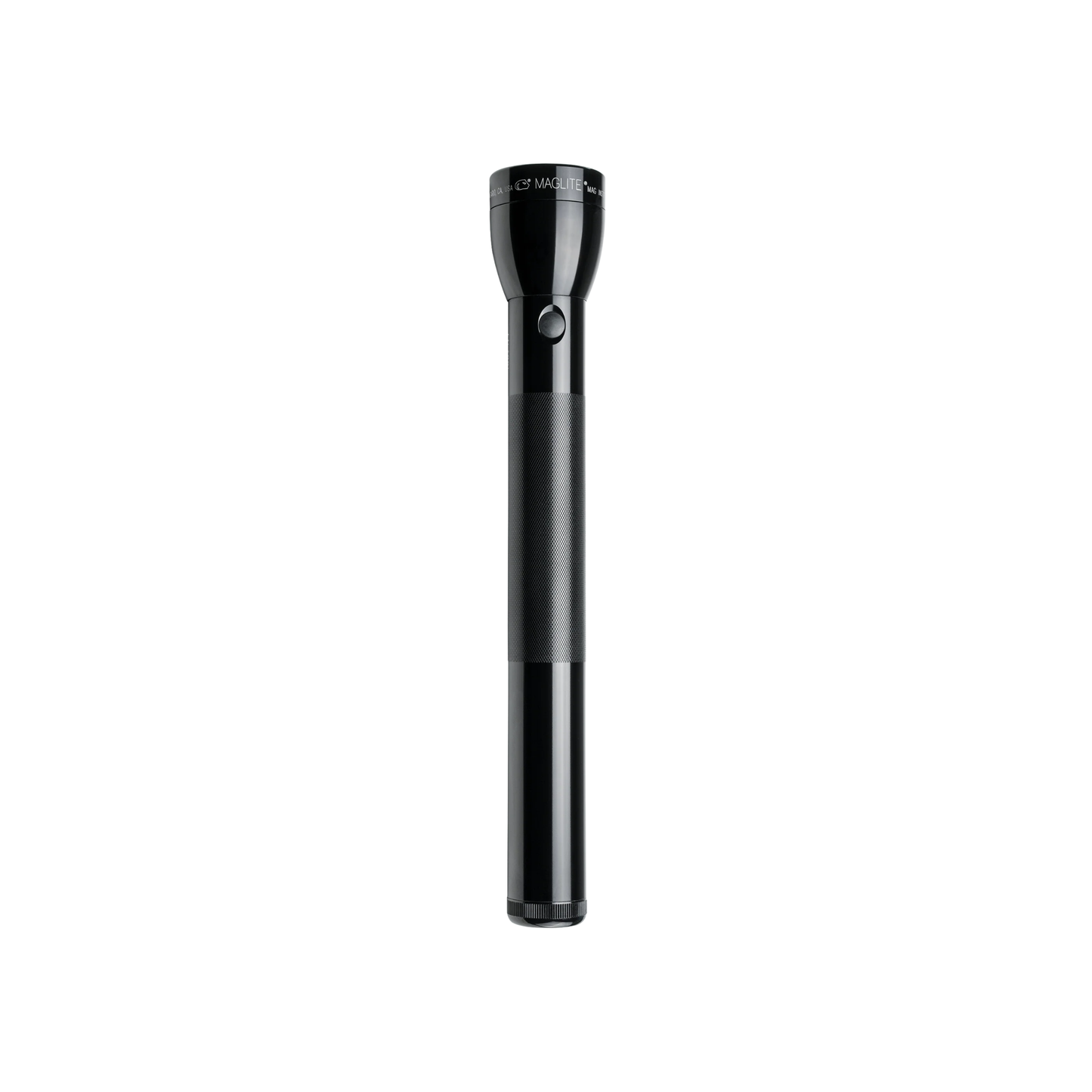 Front upright view of black ml300l Maglite torch