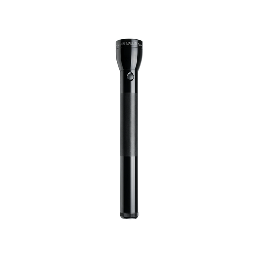 Front upright view of black ml300l Maglite torch