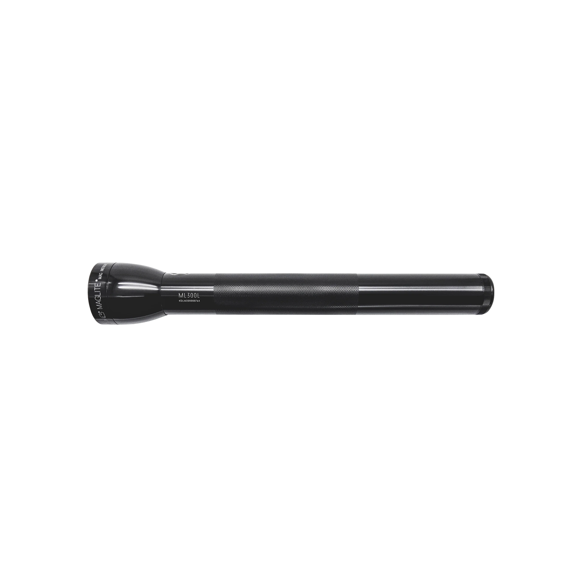 Side lying down view of black ml300l Maglite torch