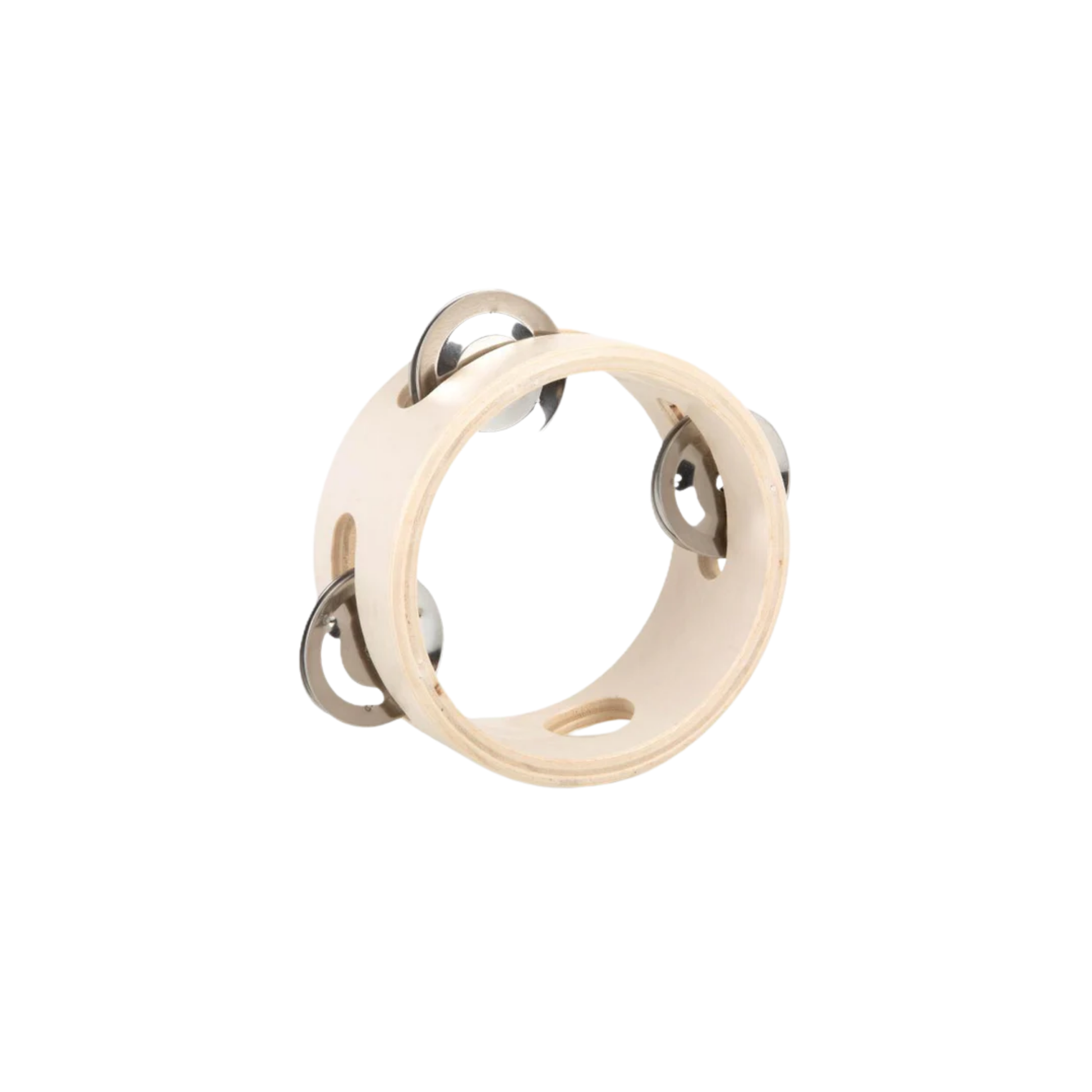 Make Me Iconic wooden tambourine - durable natural wood tambourine with bright details, perfectly sized for toddlers to explore sound, rhythm, and creativity through hands-on musical play.