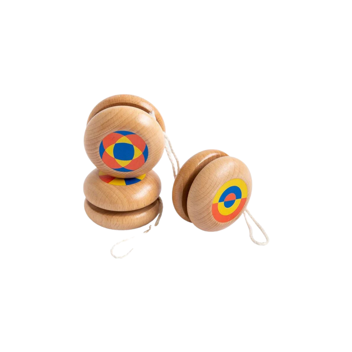 Make Me Iconic wooden yo-yo toy - durable timber yo-yo with retro-style painted designs, crafted for smooth spinning and easy tricks, a nostalgic skill toy for kids and adults.