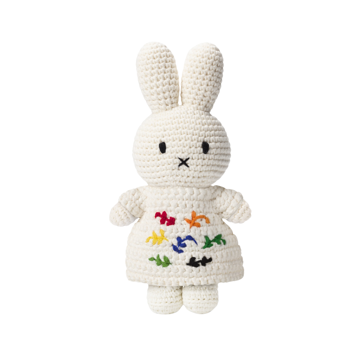 Front view of the handmade Miffy Miffy Crochet 25cm Matisse dress, 100% organic cotton, CE 3+.